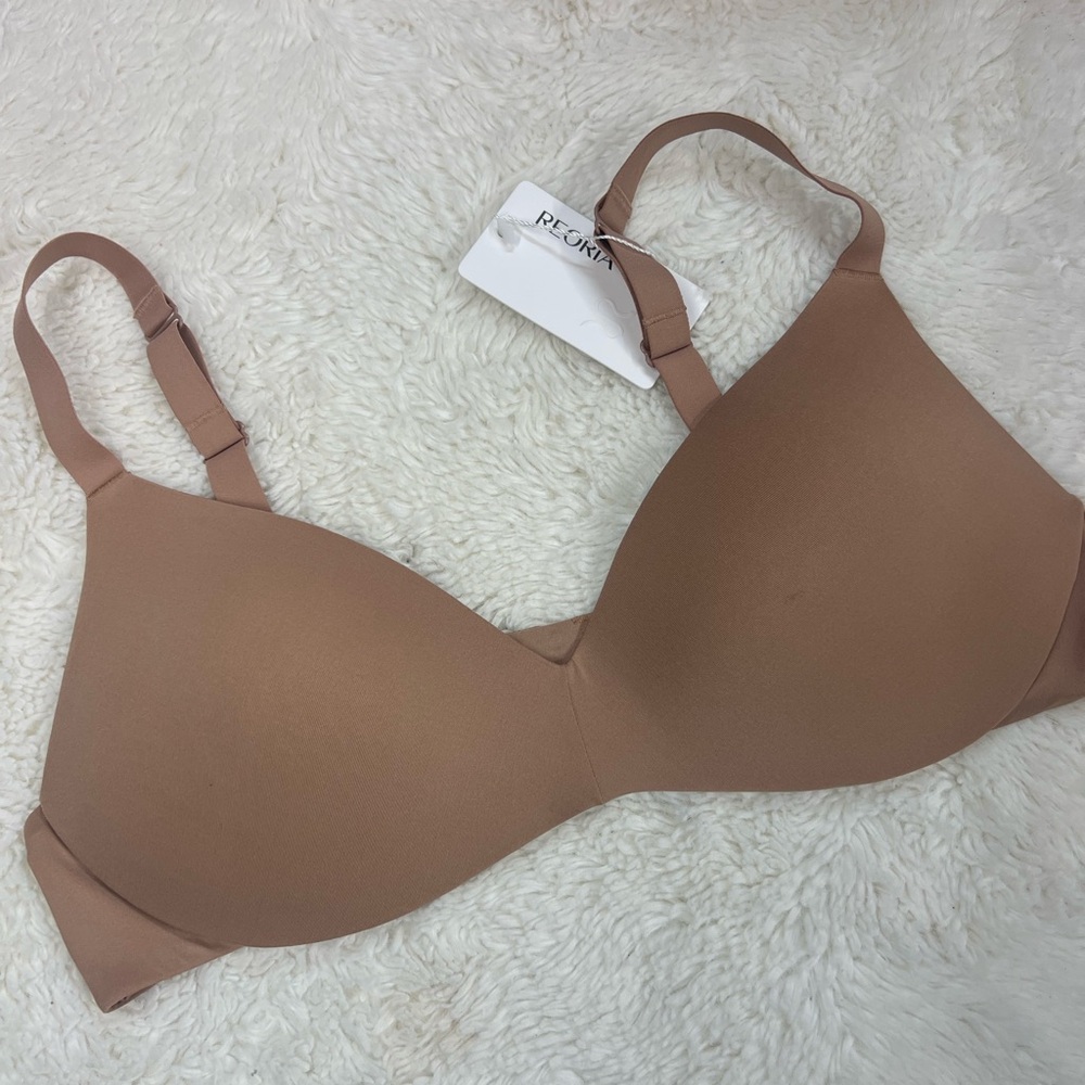 Reoria Bra Womens 40B Brown T-Shirt Padded Underwire Seamless Microfiber # 286
